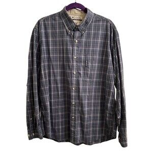 Columbia Men's Blue Plaid Button-Down Shirt 100% Cotton Sz L  Preppy Workwear